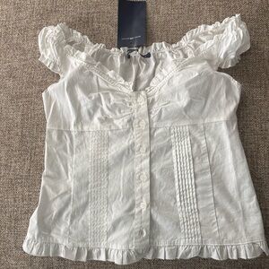 Brandy Melville White Ruffled Blouse